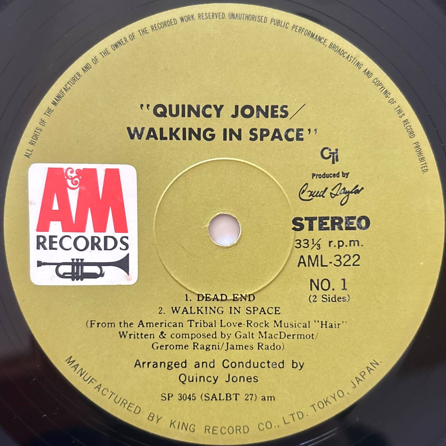 Quincy Jones - Walking In Space (1970 Japanese A&M/CTI Gatefold Vinyl LP)