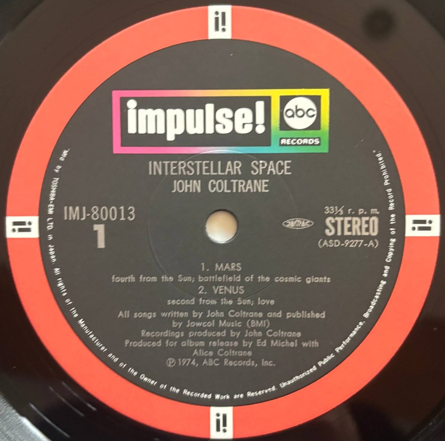 John Coltrane - Interstellar Space (1974 Japanese Impulse! Stereo Vinyl LP)