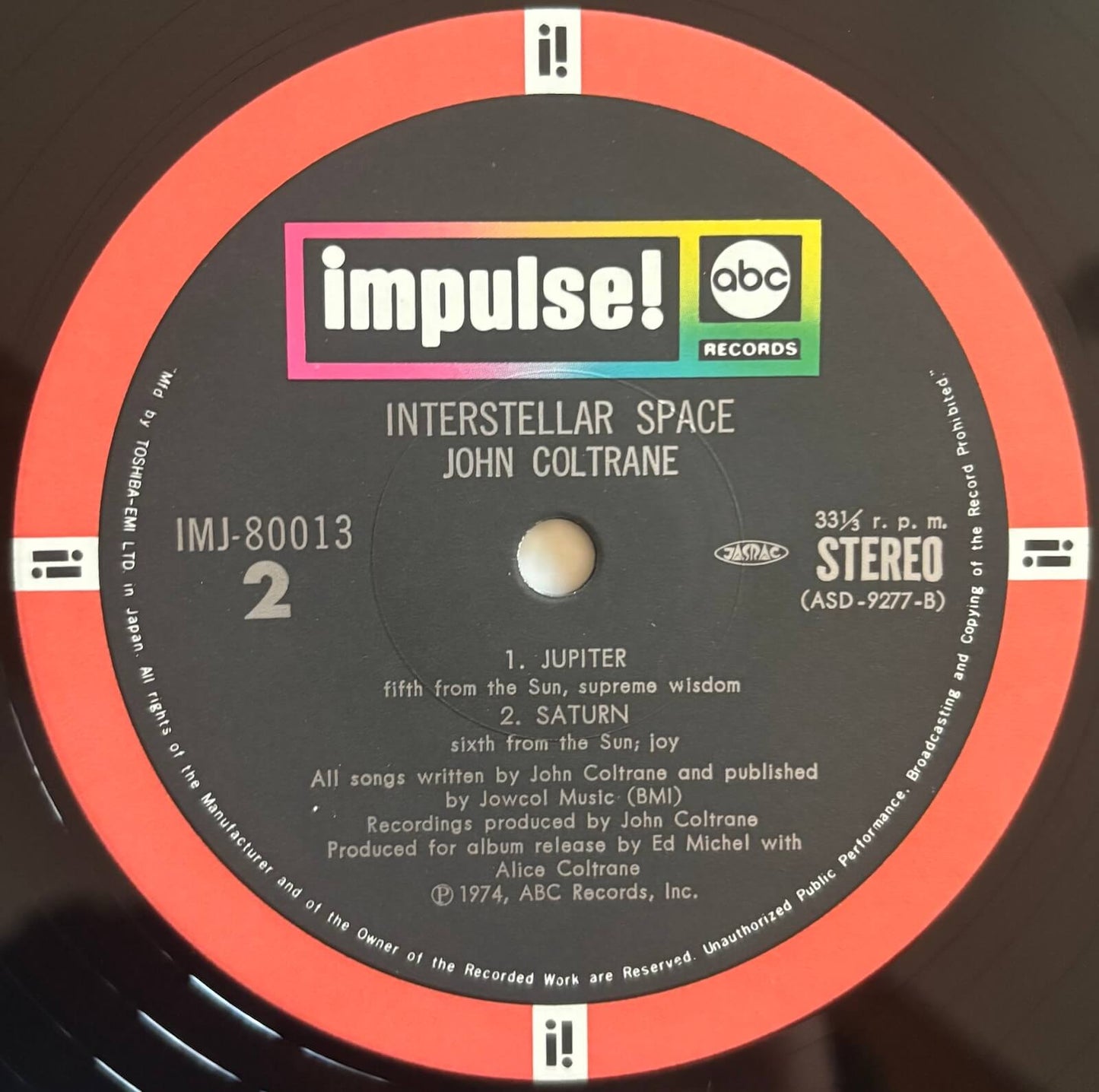John Coltrane - Interstellar Space (1974 Japanese Impulse! Stereo Vinyl LP)
