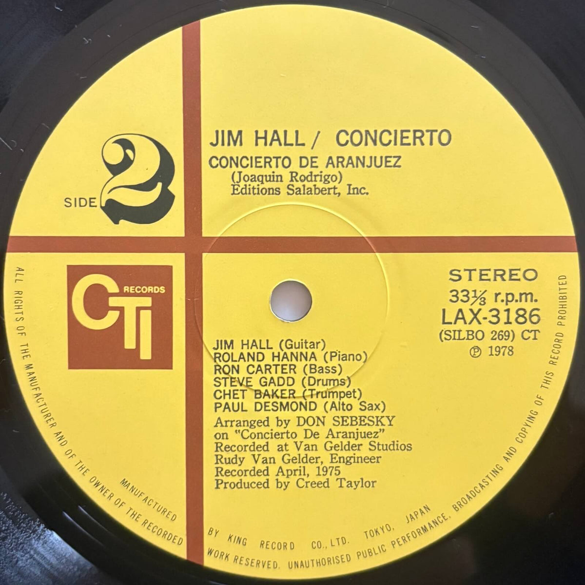 Jim Hall - Concierto (1978 Japanese CTI Limited Edition Vinyl LP)