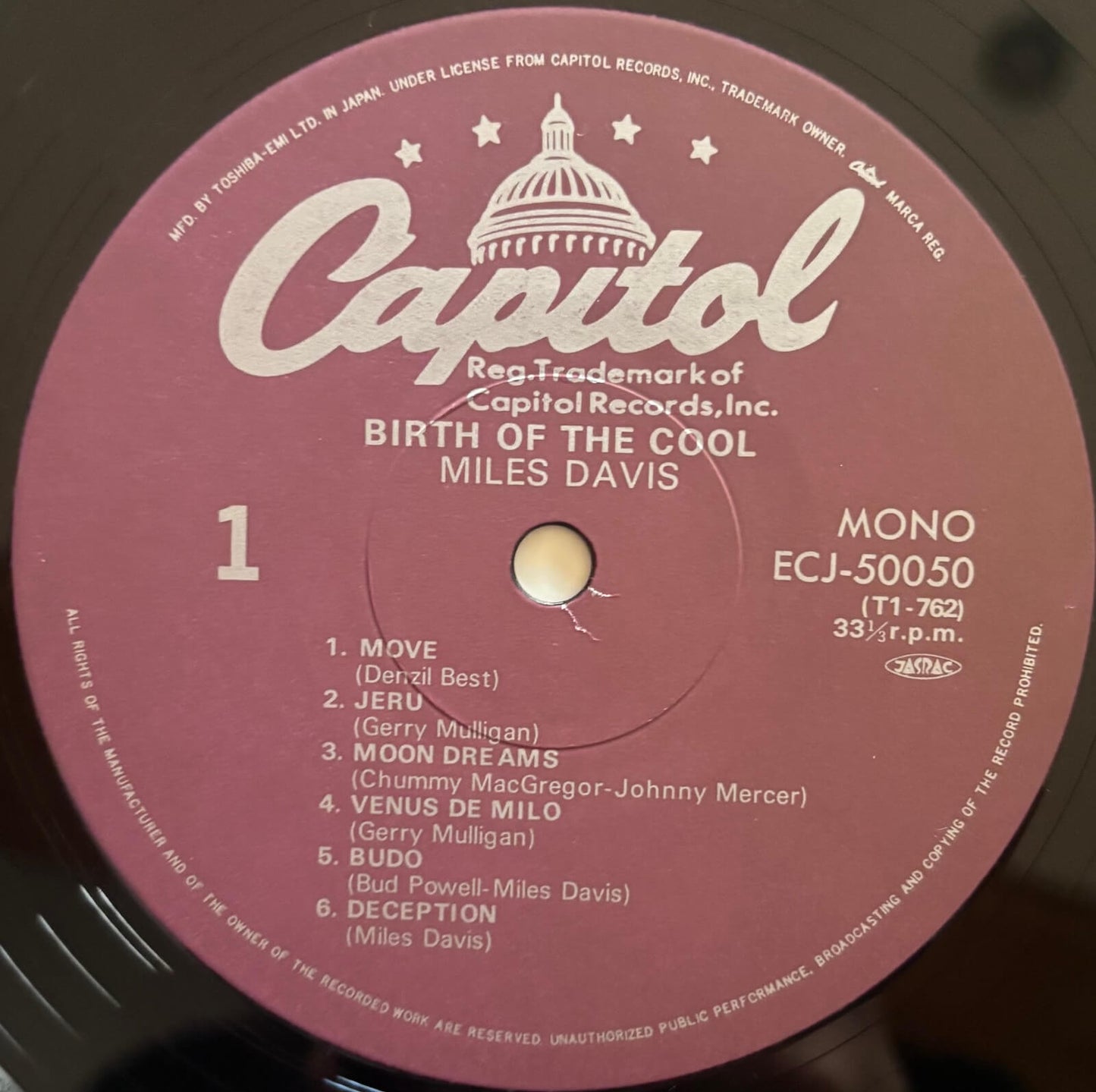 Miles Davis - Birth Of The Cool (1980 Japanese Capitol Mono Vinyl LP)