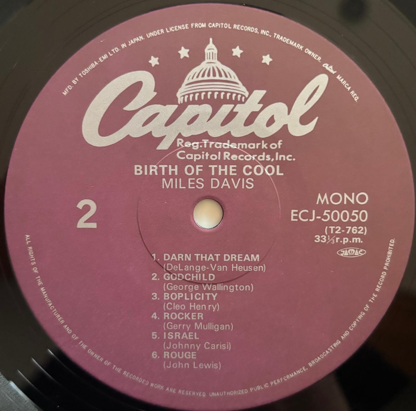 Miles Davis - Birth Of The Cool (1980 Japanese Capitol Mono Vinyl LP)