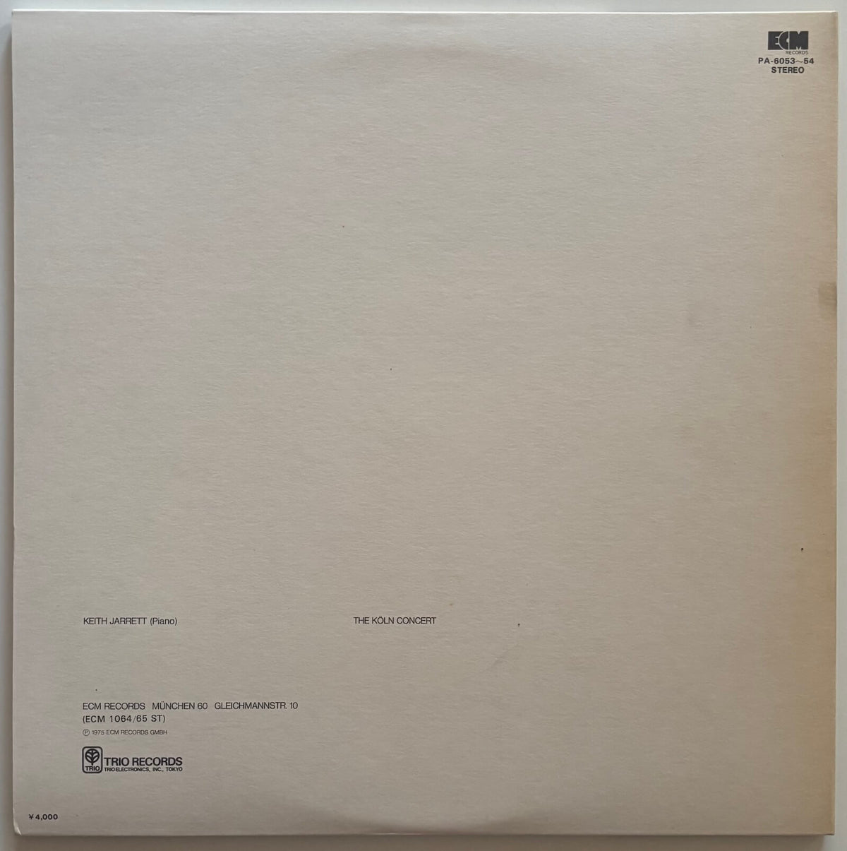 Keith Jarrett - The Köln Concert (1975 Japanese ECM/Trio Gatefold 2LP)