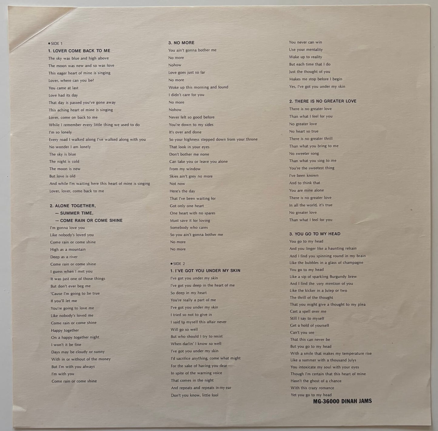 Dinah Washington - Dinah Jams (1972 US EmArcy Mercury Mono Reissue Vinyl LP)