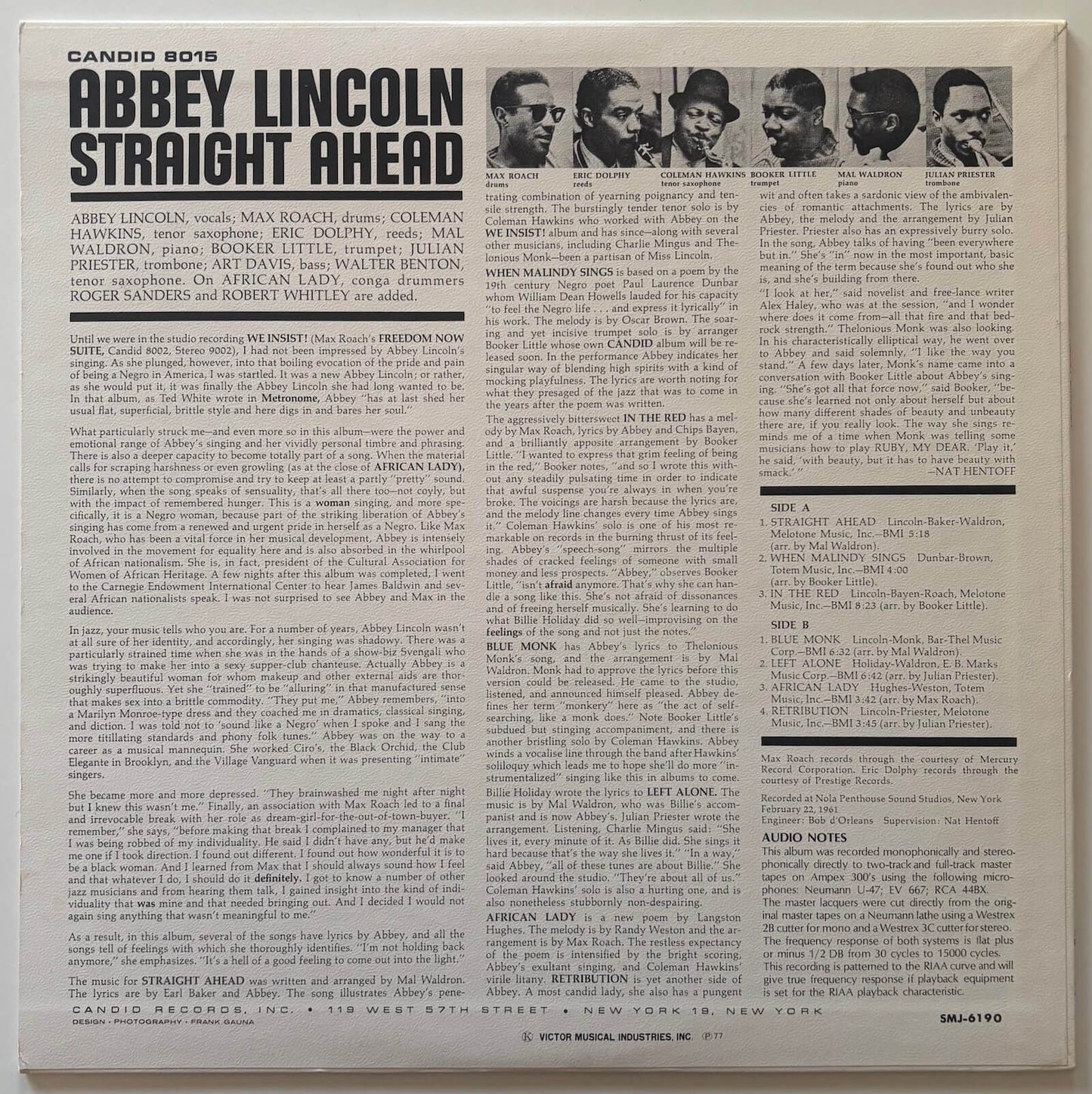 Abbey Lincoln - Straight Ahead (1977 Japanese Candid Stereo Vinyl LP)