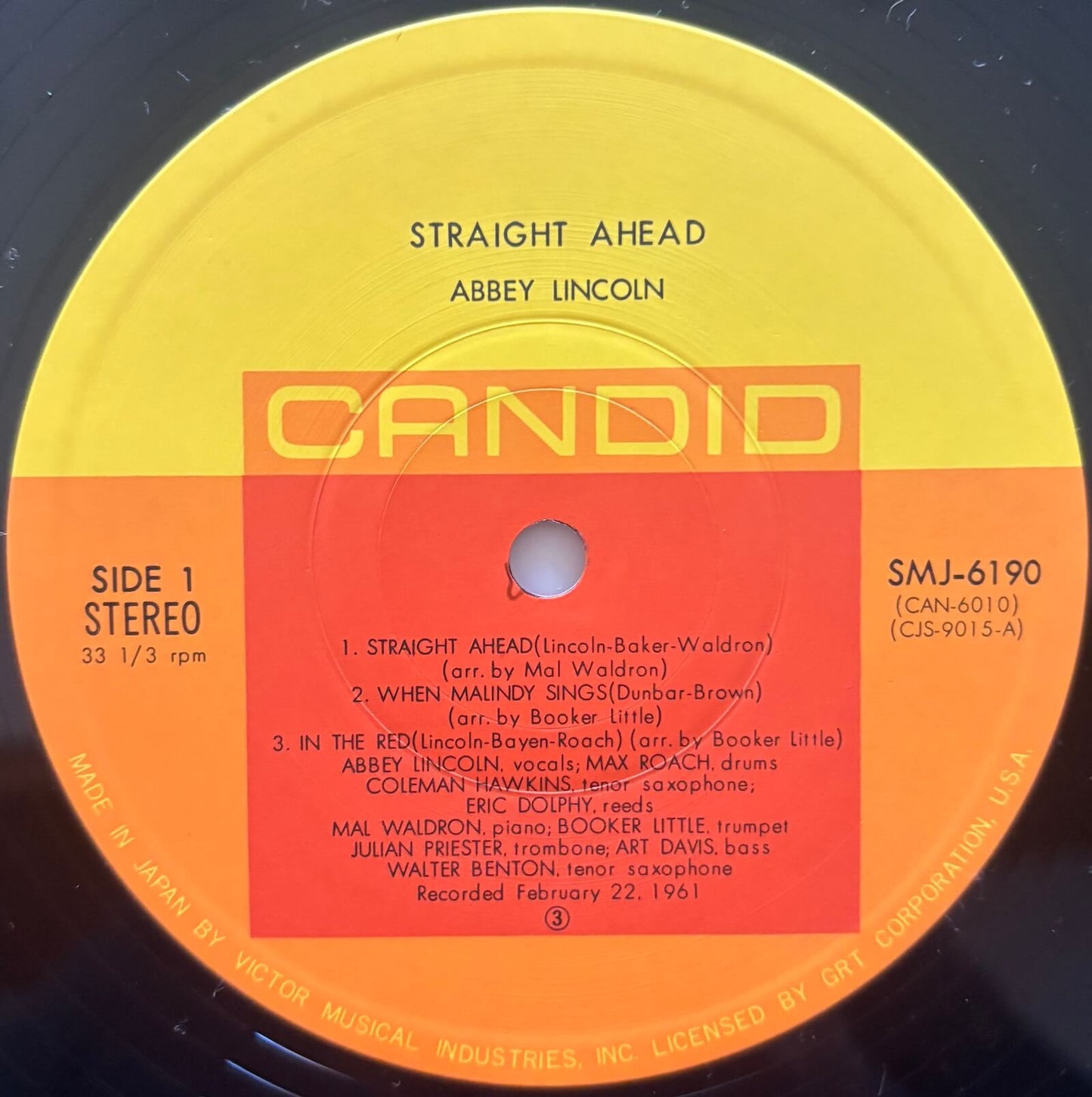 Abbey Lincoln - Straight Ahead (1977 Japanese Candid Stereo Vinyl LP)