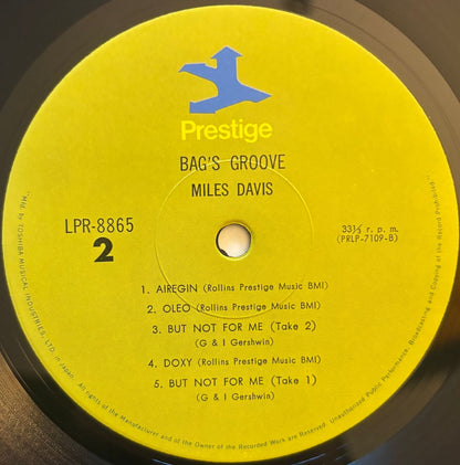 Miles Davis - Bags' Groove (1974 Japanese Prestige Mono Vinyl LP)