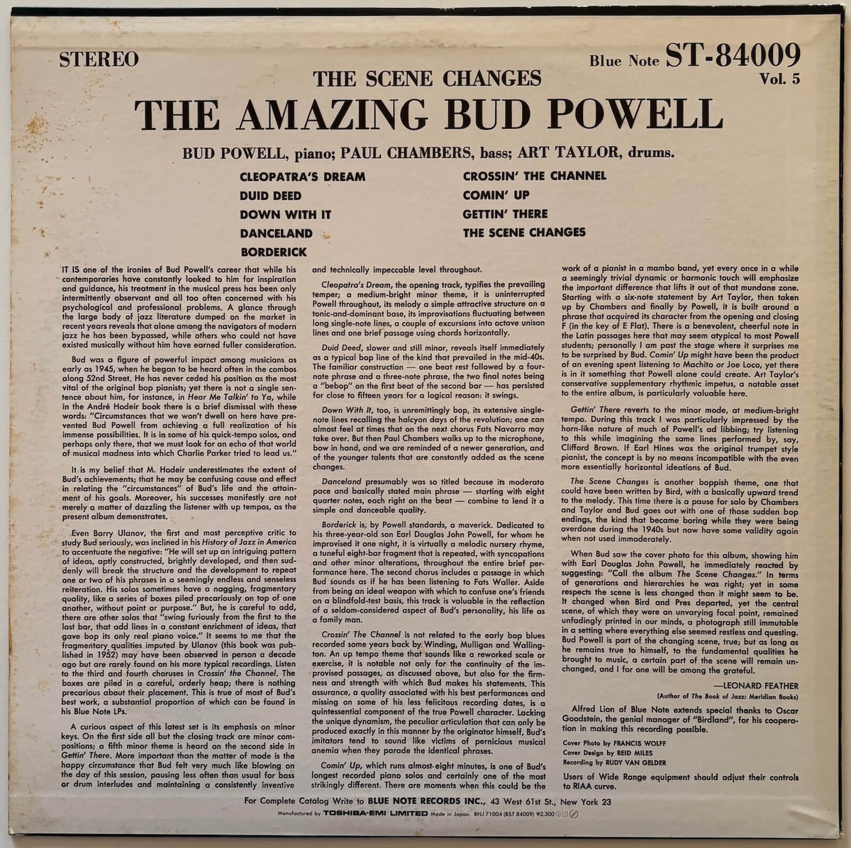 The Amazing Bud Powell - The Scene Changes, Vol. 5 (1983 Japanese Blue Note Stereo Vinyl LP)