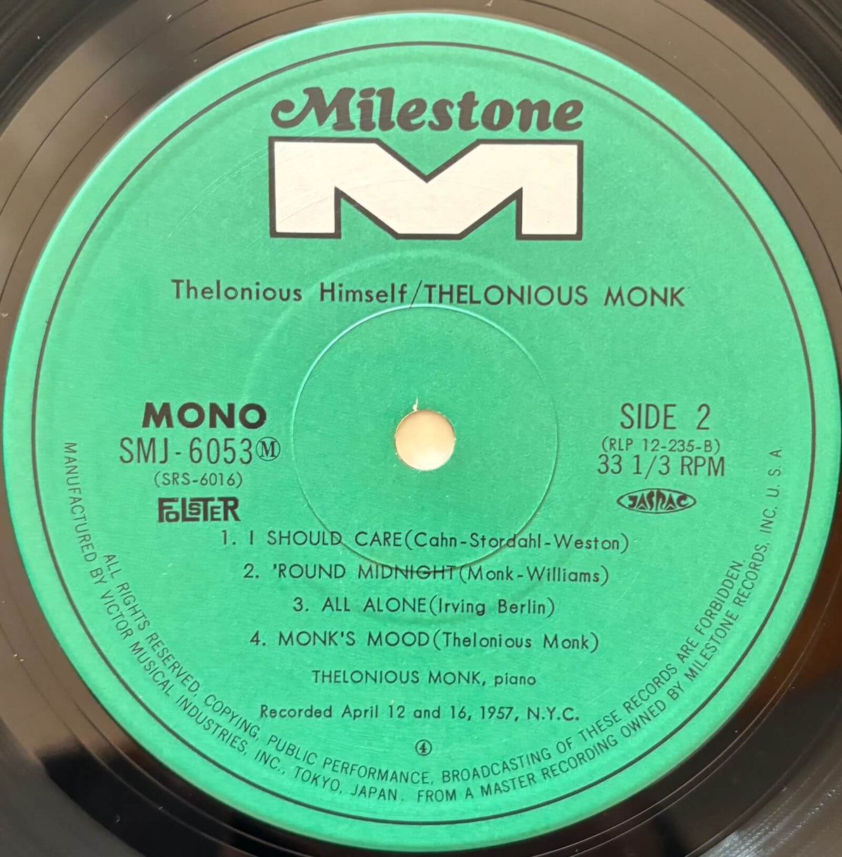 Thelonious Monk - Thelonious Himself (1974 Japanese Riverside Mono Vinyl LP)