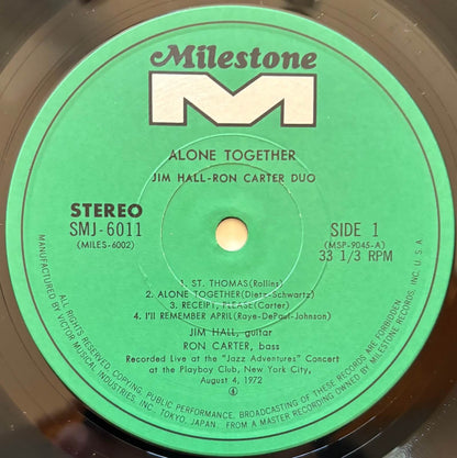 Jim Hall / Ron Carter Duo - Alone Together (1973 Japanese Milestone Vinyl LP)