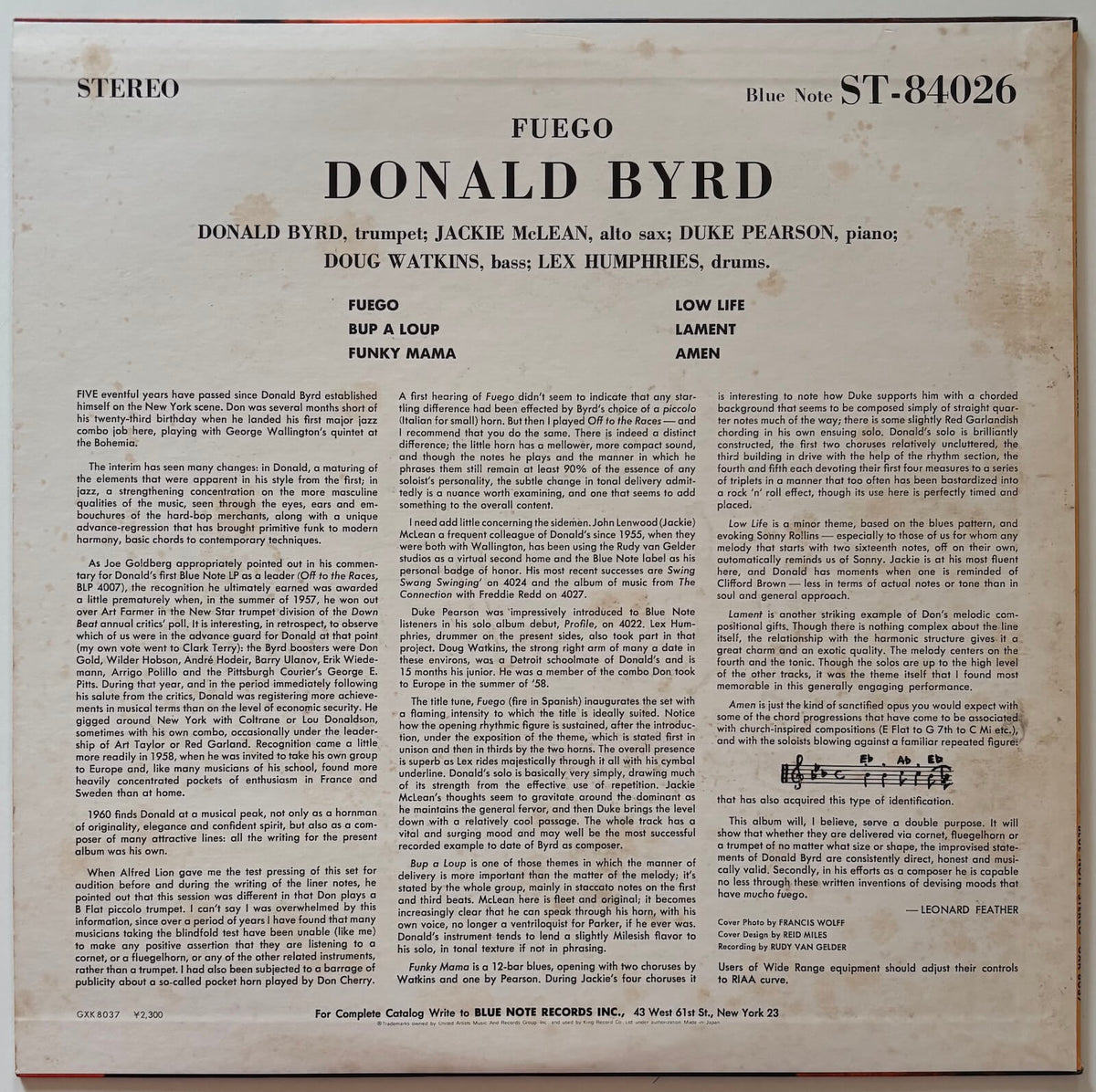 Donald Byrd - Fuego (1978 Japanese Blue Note GXK 8037 Vinyl LP)