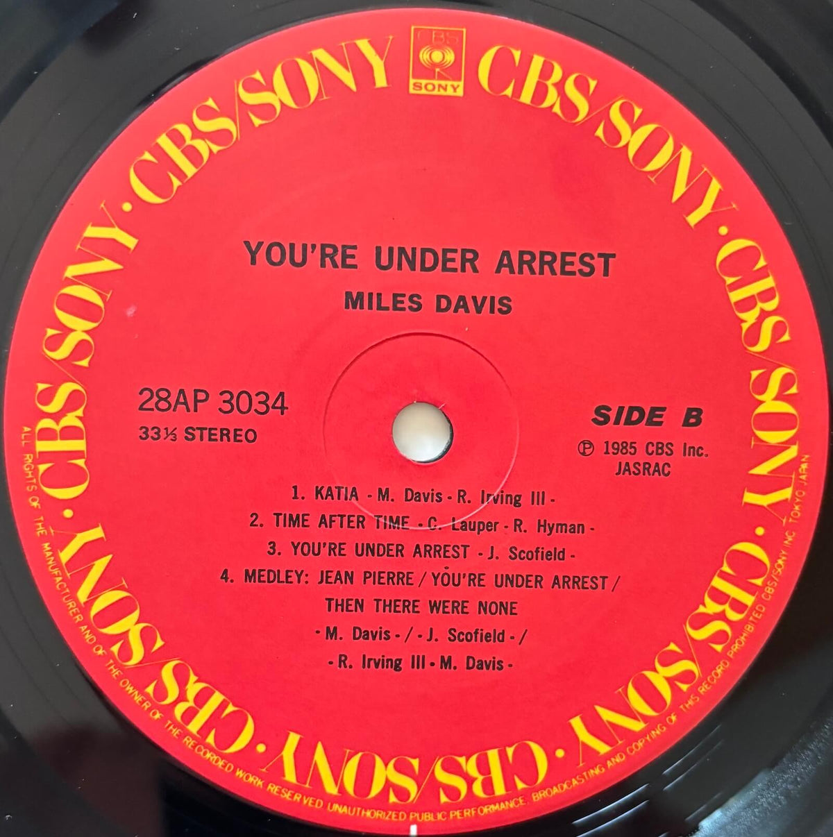 Miles Davis - You're Under Arrest (1985 Japanese CBS/Sony Gatefold Vinyl LP)