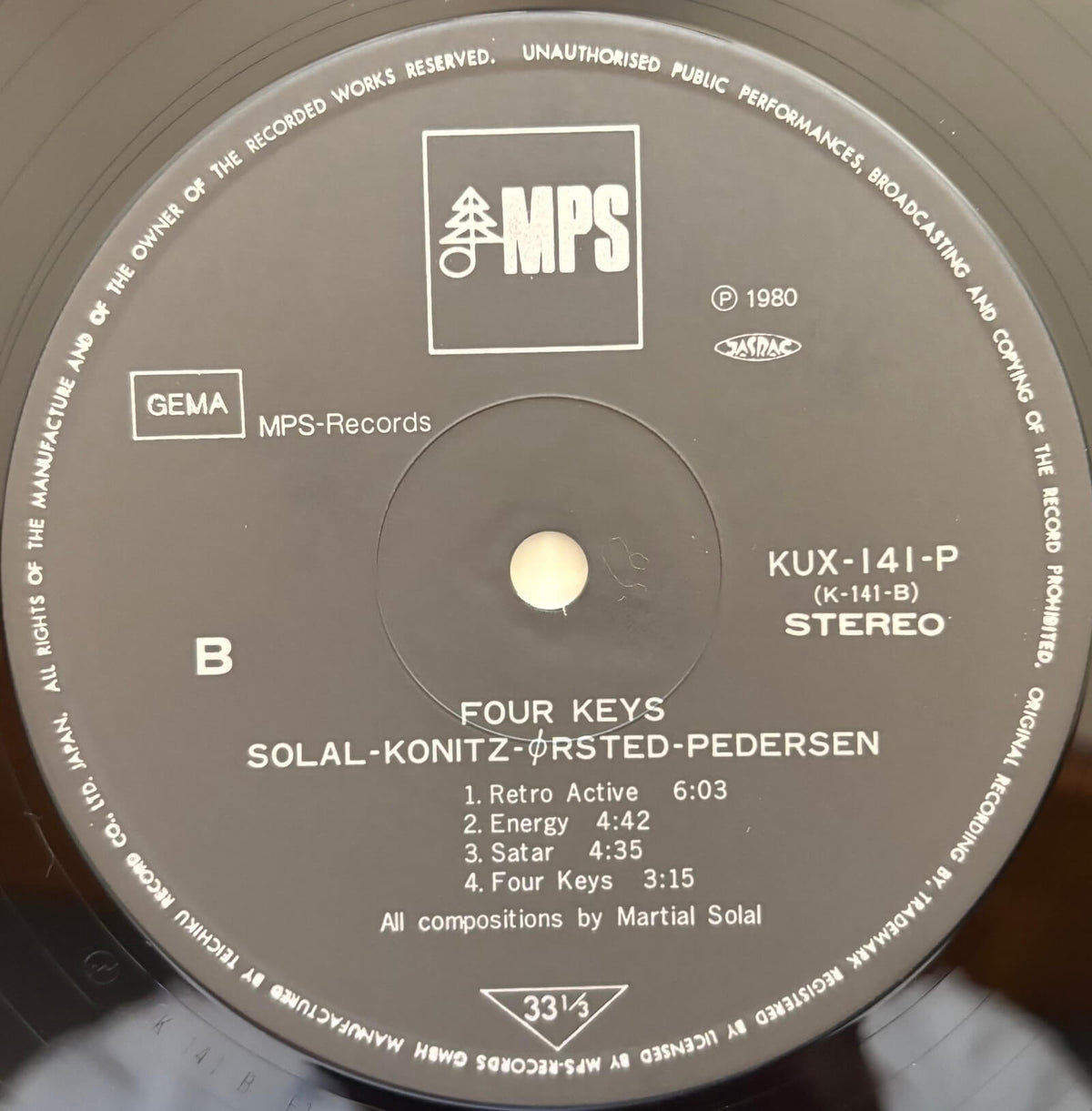 Solal, Konitz, Scofield, Ørsted Pedersen - Four Keys (1980 Japanese MPS Vinyl LP)