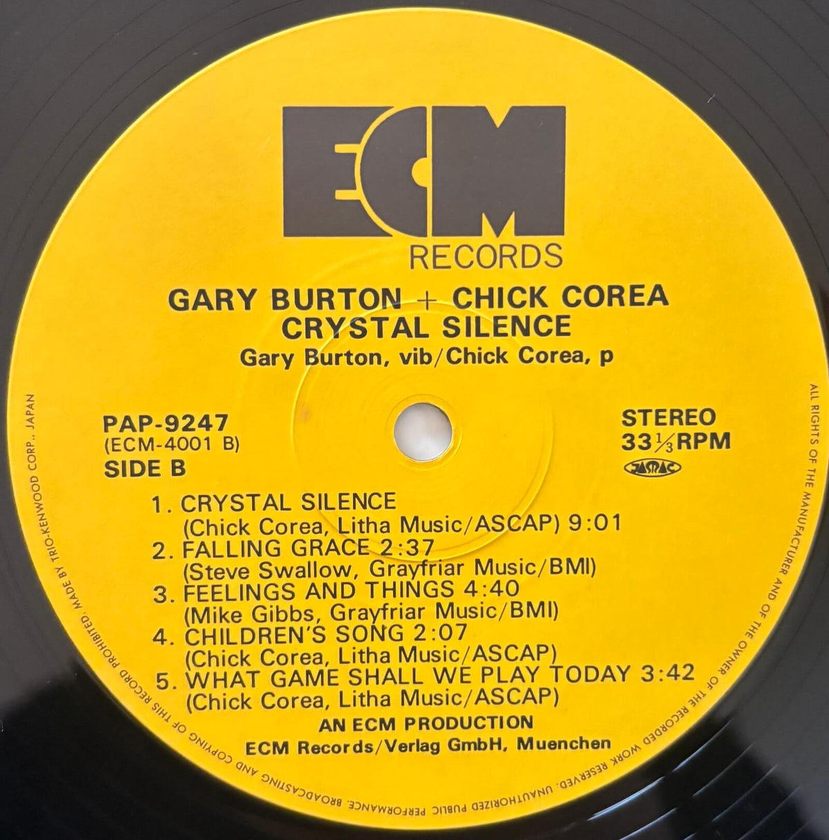 Gary Burton & Chick Corea - Crystal Silence (1980 Japanese ECM Vinyl LP)