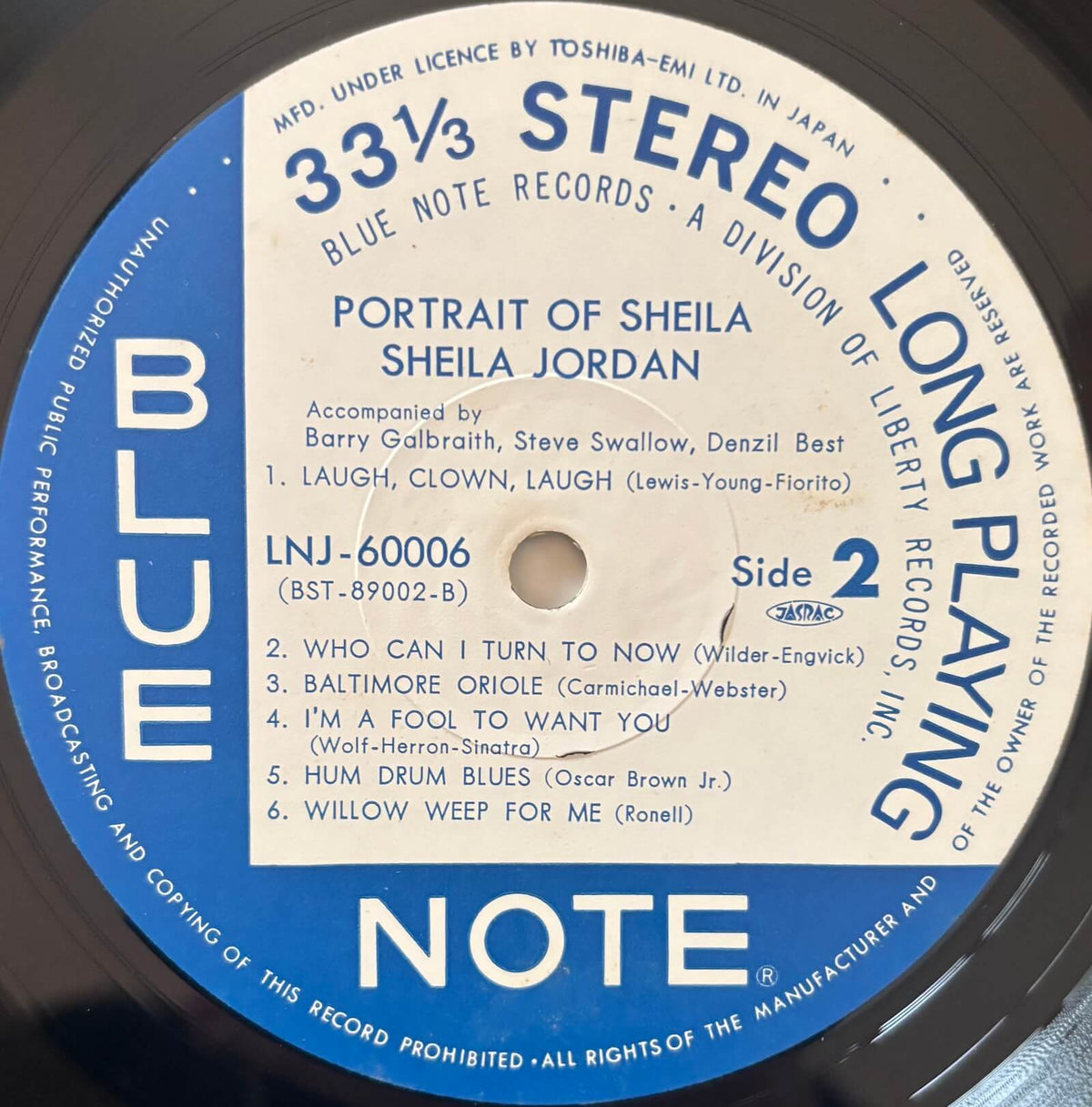Sheila Jordan - Portrait of Sheila (1976 Japanese Blue Note Stereo Vinyl LP)