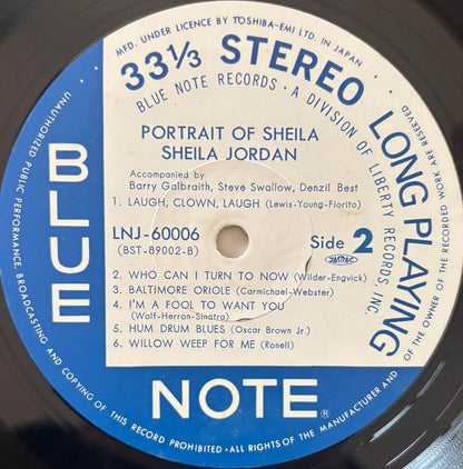 Sheila Jordan - Portrait of Sheila (1976 Japanese Blue Note Stereo Vinyl LP)