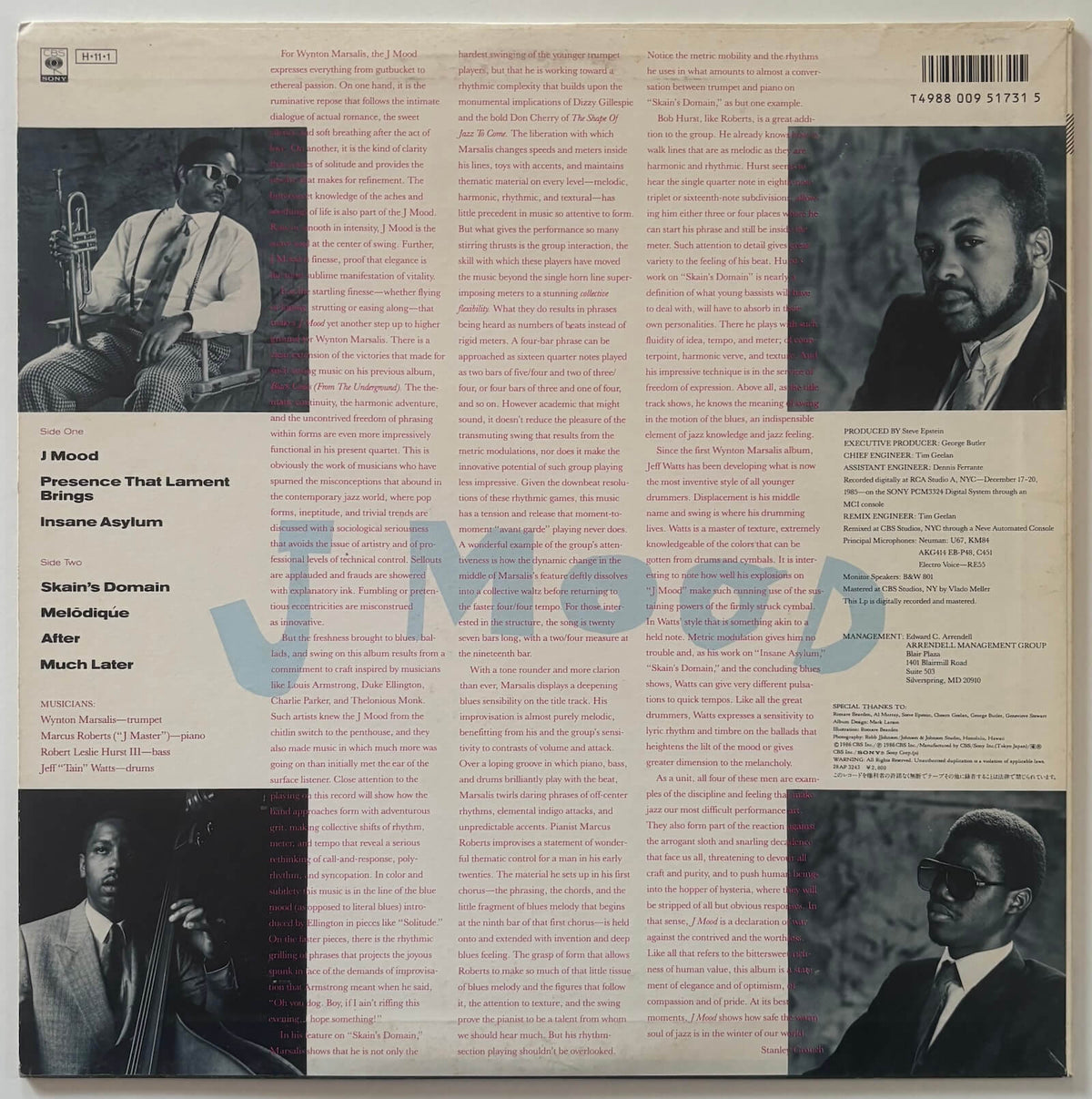 Wynton Marsalis - J Mood (1986 Japanese CBS/Sony Vinyl LP)