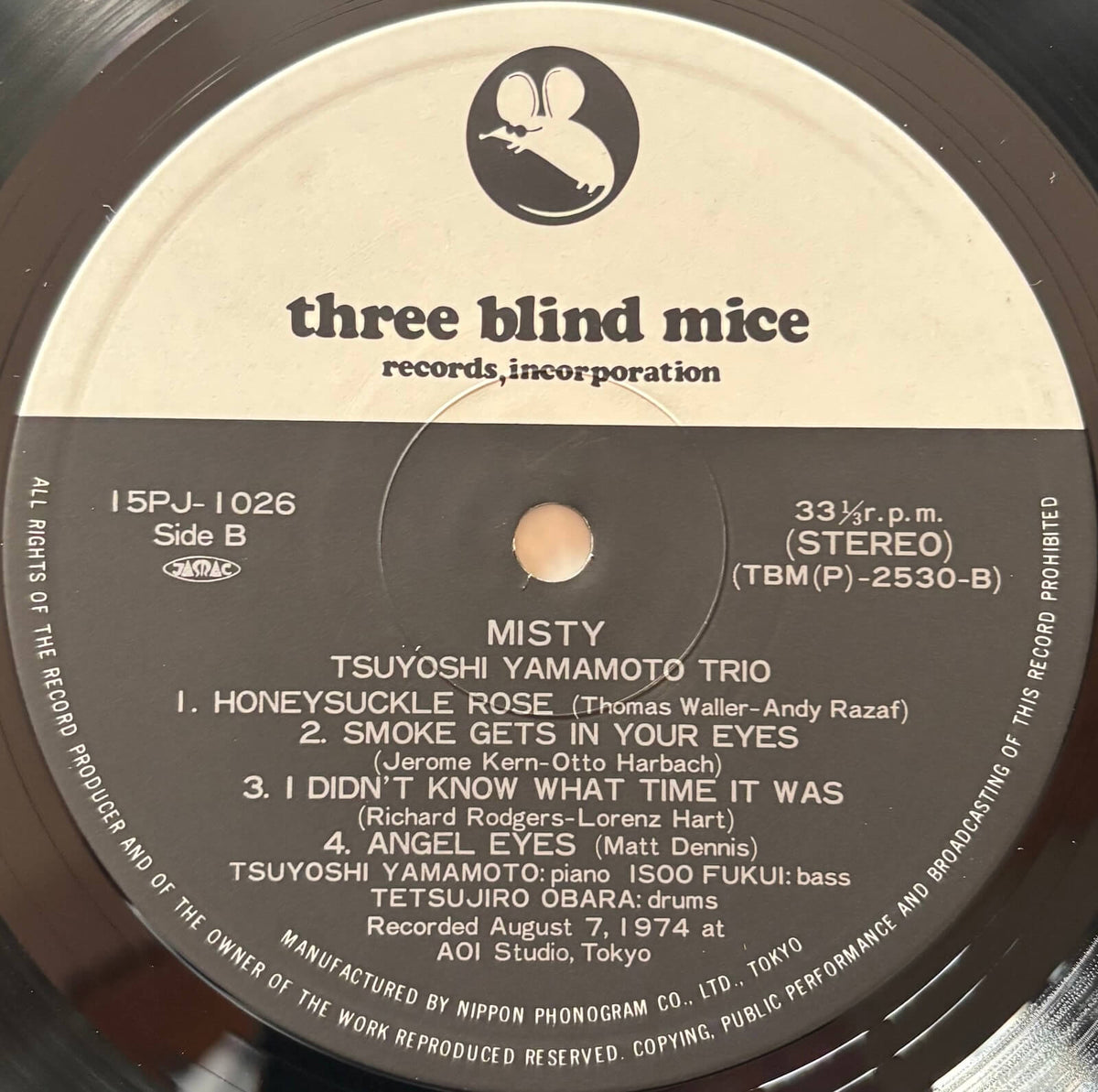 Tsuyoshi Yamamoto Trio - Misty (1979 Japanese Three Blind Mice Vinyl LP)