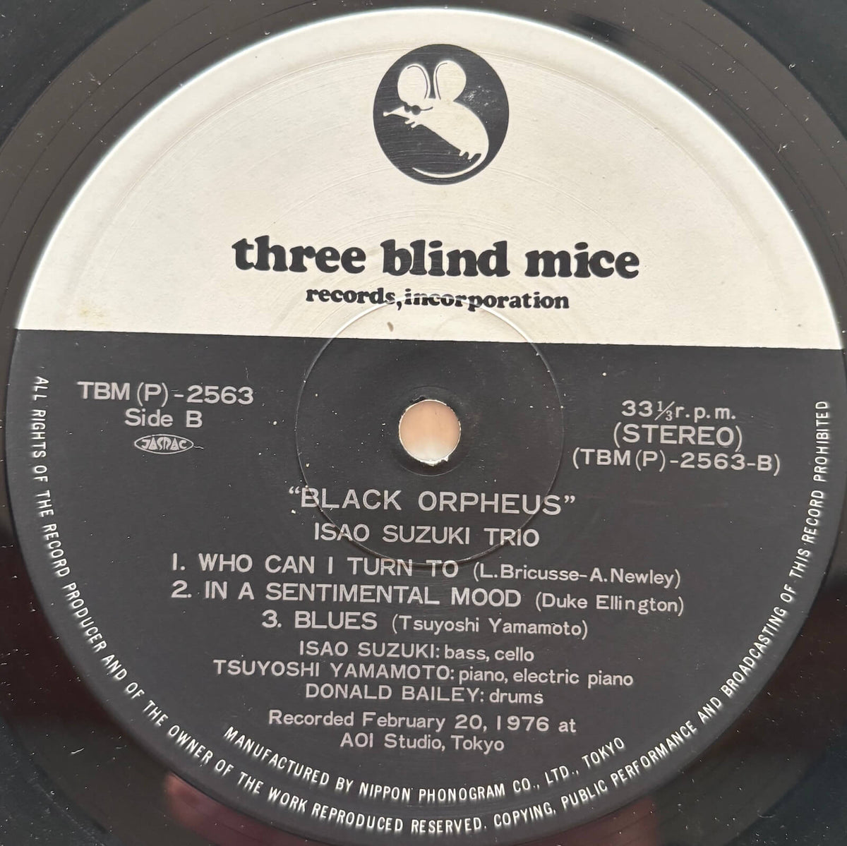 Isao Suzuki Trio - Black Orpheus (1979 Japanese Three Blind Mice Vinyl LP)
