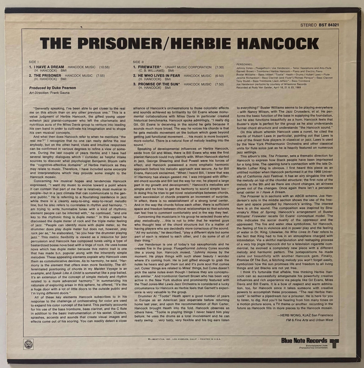 Herbie Hancock - The Prisoner (1970 US Blue Note Vinyl LP)
