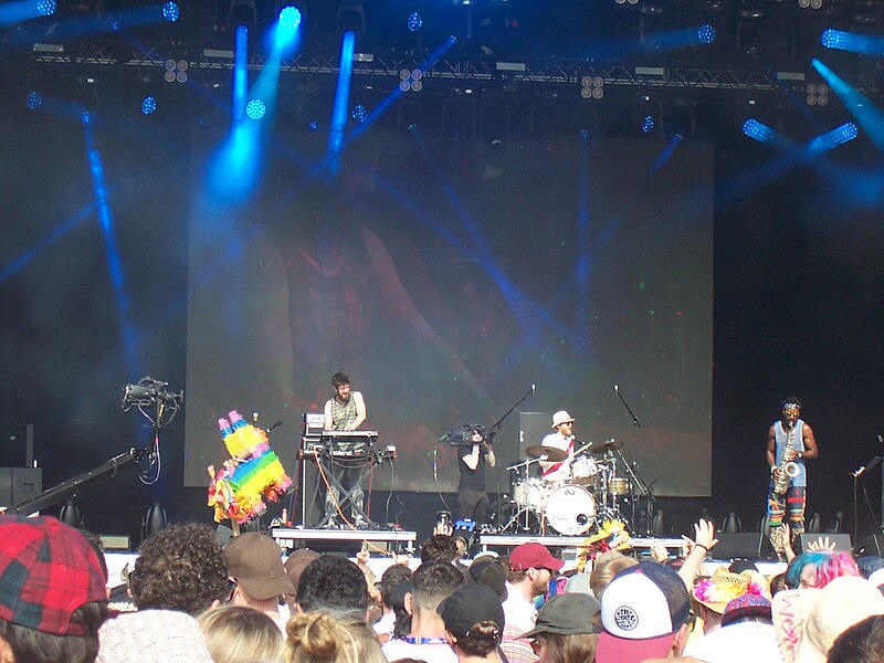 The Comet Is Coming performing on stage