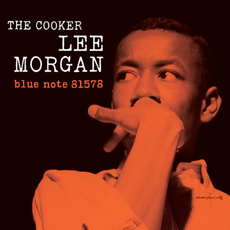 Album cover with a person holding their hand to their mouth, featuring text 'The Cooker Lee Morgan Blue Note 81578'.